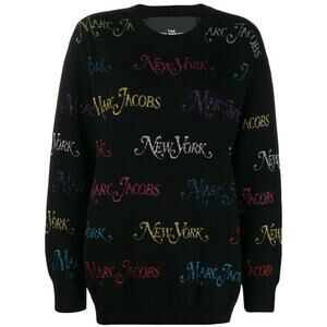 Marc Jacobs x New York Magazine Sweater Size XS Black Rainbow Metallic Wool RARE